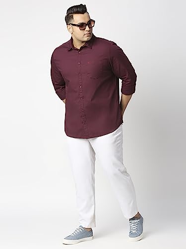 Image of Thomas Scott Men's Plus Size Cotton Casual Shirt | Regular Fit | Long Sleeves | Spread Collar | Solid | Soft & Breathable | Everyday Comfort Shirt for Men