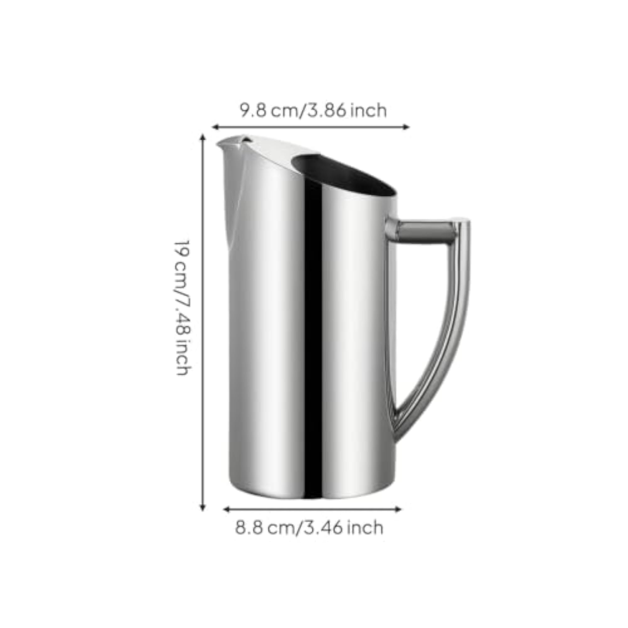 Mirrored Stainless Steel Pitcher with Handle, Tall Carafe