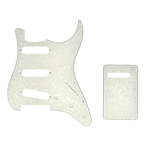 Dopro 11 Hole Strat SSS Pickguard ST Back Plate Trem Cover for USA/Mexican FD Strat Aged Pearl