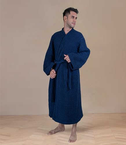 Image of Luxury Organic Japanese Cotton Hotel & Spa Waffle Bathrobe for Men and Women (Hooded /Kimono)