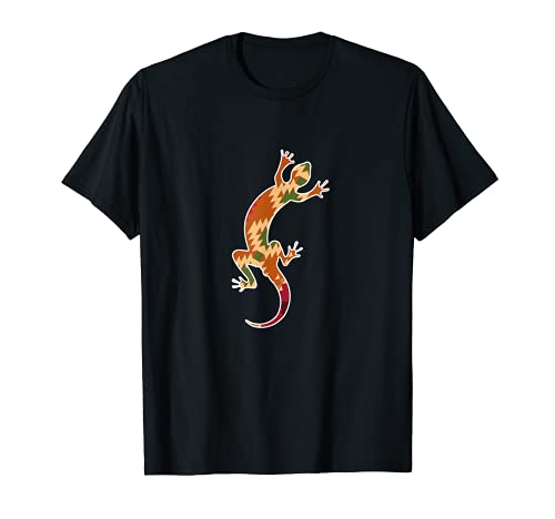 Lizard with an indigenous pattern. T-Shirt, Black