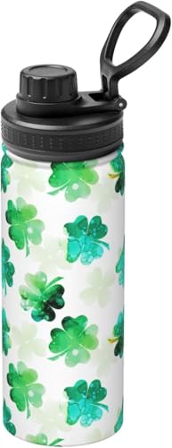 水彩画 葉 クローバー 緑 グラデーション アニメ 水筒 真空断熱 保温 保冷 スポーツボトル 人気 ステンレスボトル スポーツ飲料対応 漏れない 直飲み530ml 男の子 女の子 おしゃれ 大人 子供 グッズ キャラクター vv8h198
