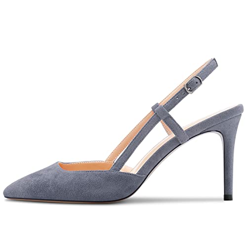 Aachcol Women Sandals Pointed Toe Ankle Strap Slingback Stiletto High Heel Dress Shoes Pumps Wedding Suede 3.5 Inch2