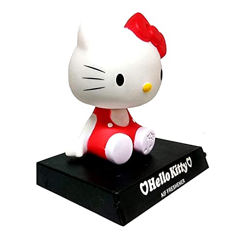 Image of AUGEN Super Hero Hello Kitty Red Action Figure Limited Edition Bobblehead with Mobile Holder for Car Dashboard, Office Desk & Study Table (Pack of 1)