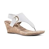 WHITE MOUNTAIN Shoes Aida Women's Wedge Sandal, White/Smooth, 8.5 M