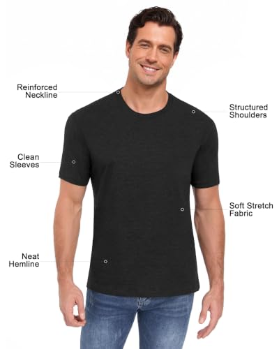 Image of Mens T-Shirts Crew Neck Shirts Athletic Fitted Plain Basic Tees Soft Cotton Blend Comfort T Shirts for Men