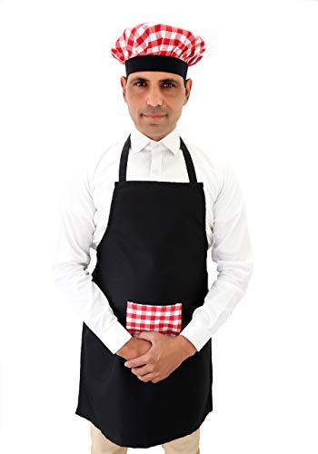 Switchon Waterproof Red Kitchen Chef's Apron with Cap