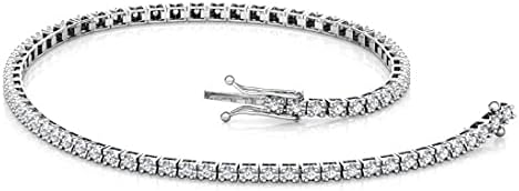 Natural Diamond Tennis Bracelet 18k White Gold 0.09 pointer VS-SI IGI Certified