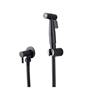 [LOSCHEN]Bidet Toilettensprüher, Hand Bidet Sprayer, Bidet Handbrause, Edelstahl Duschkopf Bidet Armaturen für Haustierbad/Körperpflege/WC (Schwarz)