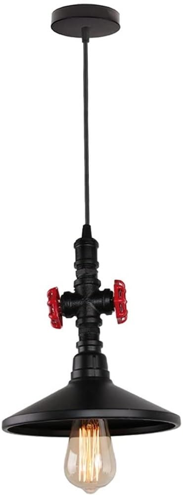 BLOOHK Industrial Loft Water Pipe Pendant Light, Retro E27 Metal Hanging Lamp, Vintage Steampunk Chandelier for Kitchen Island Dining Room Cafe Bar
