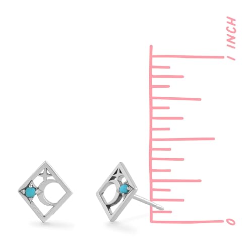 Boma Jewelry Sterling Silver Crescent Moon & Turquoise Star Diamond Shaped Stud Earrings3