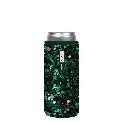 Sok It CanSok Sleeve for Beer & Soda Insulated Neoprene Cover (Glitterally Perfect, 12oz Slim Can Sleeve)