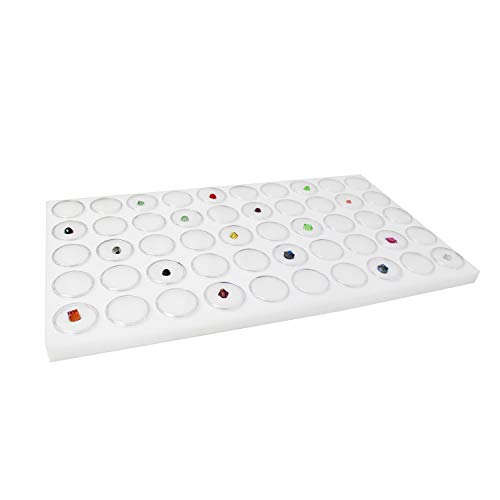 Ikee Design White Foam Gem Jars Showcase Stackable Display Tray For Collectibles, Home Organization Storage Box With 50 Gemstones And Bead Storage Jars, White Foam/Black Tray #TOP4