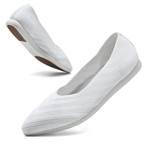 buyrew women39s ballet flats pointed toe knit slip on arch support comfortable dress shoes for women low wedge casual work flats