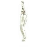 FindingKing 14k White Gold Italian Horn Charm Lucky Jewelry 15mm