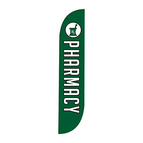 LookOurWay Feather Flag Set, 12 ft Advertising Flag with Fiberglass Poles and Ground Spike for Business Promotion, Health Care Themed (Pharmacy) - Thumbnail 6