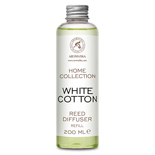 Recharche Diffuseur de Parfum Coton Blanc 200ml - Desodorisant Maison - Bâtonnets de Parfum - Parfum Ambiance - Diffuseur à Roseaux - Parfum Frais - Diffuseur de Parfum