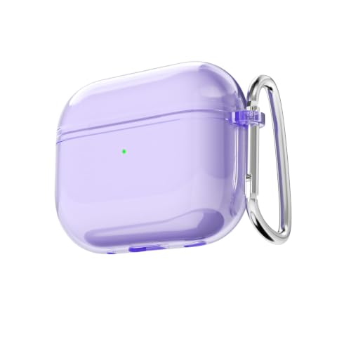 LoeoeL for Airpods 4/5 Case Clear, Transparent Silicone Cute Girly Airpods 4/ 5th Generation Case with Keychain, Hard Shell Plastic Airpods Cover Accessories for Women Girls, Purple Lavender