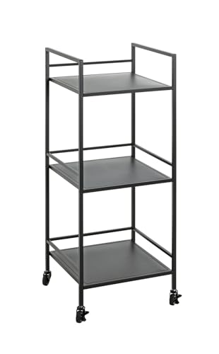 HAKU Möbel Tavolino su rotelle, Carrello, Carrello, nero, metallo - Dim.: L 35 x A 92 x P 35 cm, Stile: Moderno