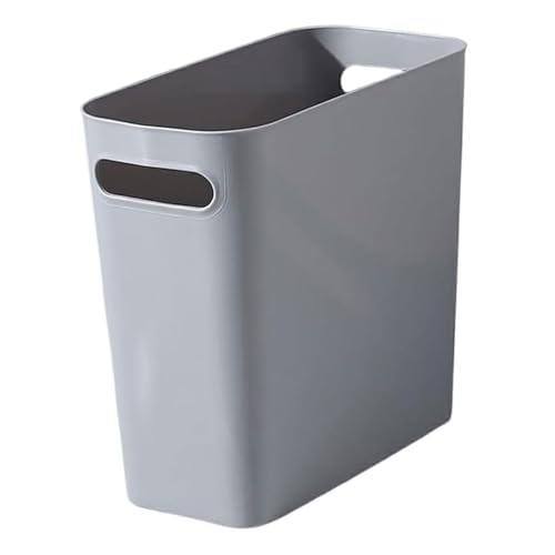 Cubo de basura estrecho gris de 10L en plástico con asas para baño