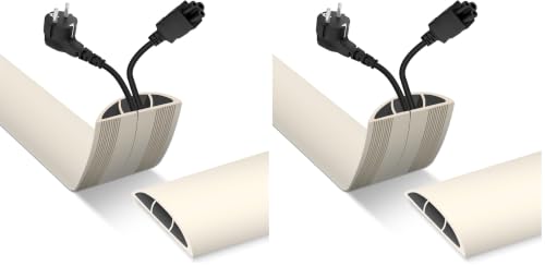 Image of Floor Cord Cover, Cable Protector, 0.63W x 0.31H inches, Wire Cover for Extension Cords, Floor Cable Covers Prevent Cable Trips (Beige, 50-3.3 Feet) (Pack of 2)