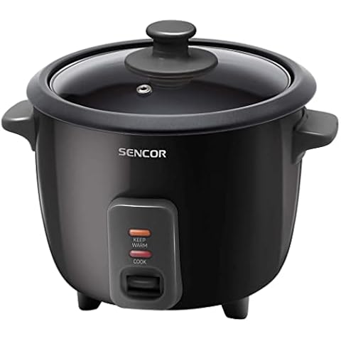 Sencor SRM 0601BK Rice Cooker with Indicator Lights, 300 W, Black Cover