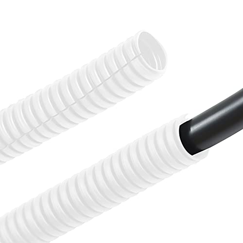 Image of 20FT 1 /4in Wire Loom Split Tubing Auto Wire Conduit Flexible Cover White