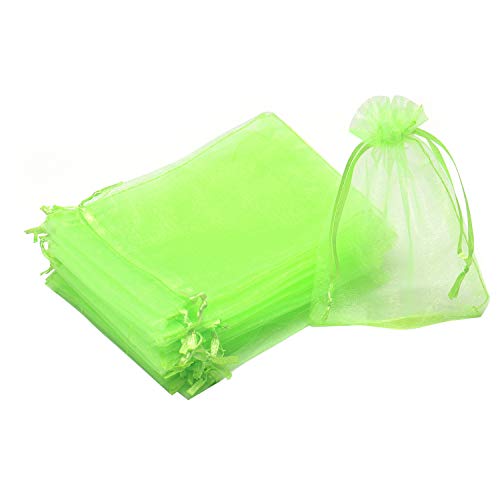Image of Dealglad 100pcs Drawstring Organza Jewelry Candy Pouch Party Wedding Favor Gift Bags (5x7, Light Green)