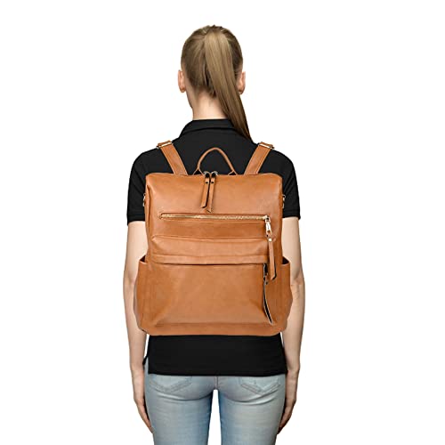 Kingbig Women's Fashion Backpack Purse Day Packs Satchel Handbags Leather Tote Bag For Large Fashion Designer Ladies Travel Handbags Shoulder Bags With Wristlet Convertible Backpack Cart（Brown） #TOP5