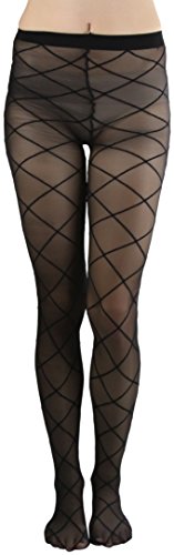 Image of ToBeInStyle Women's Argyle Checkered Diamond Rhombus Net Opaque Sheer Tights Pantyhose