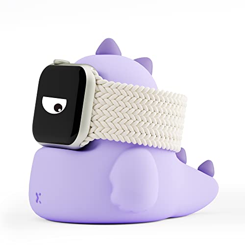ELETIUO Charger Stand Compatible with Apple Watch Series Ultra2/Ultra/10/9/8/SE2/7/6/SE/5/4/3/2/1 (49/46/45/44/42/41/40/38mm),Dinosaur iWatch Charging Dock,Supports Nightstand Mode,Purple