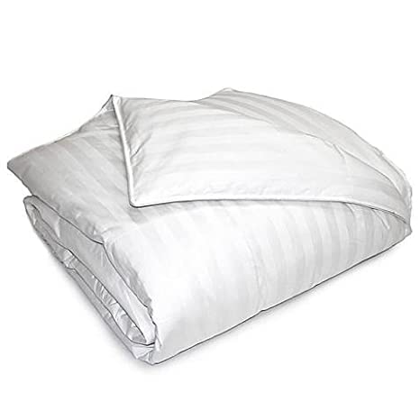 100% Egyptian Cotton, 400 Threads Counts-1 Piece Zipper Closure Duvet Cover / Rajai Cover / Blanket Cover Silky & Breatheable-White Stripe, Single Size.