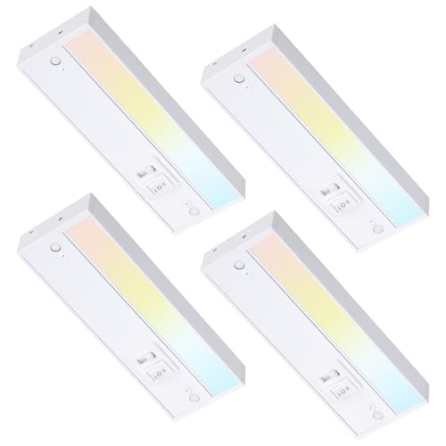 Image of TORCHSTAR 4-Pack 8 Inch 5CCT LED Under Cabinet Lighting Aluminum, White | Linkable, ETL T24, Hardwired & Plug-in, 6W 450LM, CRI90, 120V Dimmable, For Kitchen Counter, 2700K /3000K /3500K /4000K /5000K