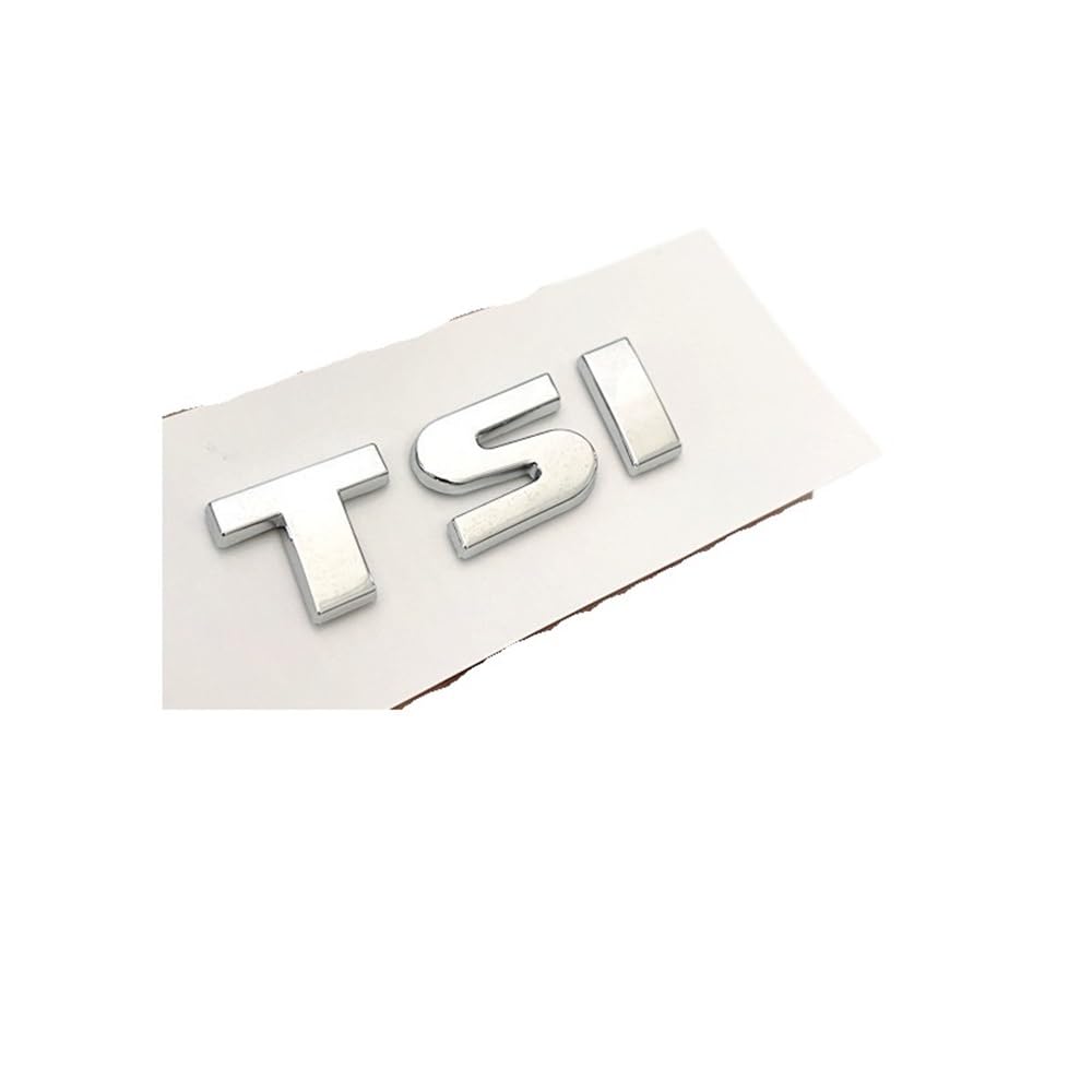 TVAAGHBCBR ABS TSI Letters Logo Car Emblem Rear Trunk Badge Sticker Compatible With VW(Chrome Silver)