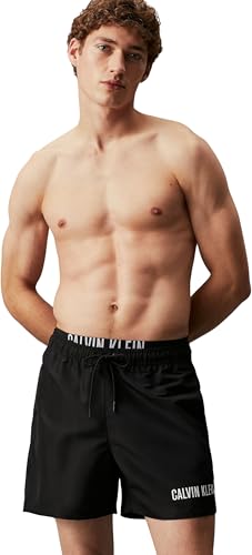 Calvin Klein Herren Badeshorts Medium Double Mittellang, Schwarz (Pvh Black), M