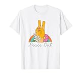 Photo Gallery retro "peace out" fiori arcobaleno carino boho 70s estetica maglietta Photo Gallery retro "peace out" fiori arcobaleno carino boho 70s estetica maglietta