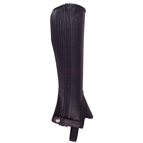 AK-Halbchaps mit seitlichem Reißverschluss und Stretcheinsatz aus Vollnarbenleder AKRS-1022 (Schwarz, S)