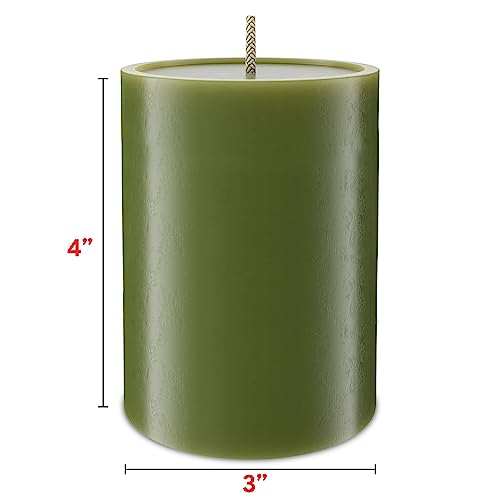 Simply Soson Premium 3X4 Inch Moss Green Pillar Candles Set Of 3 - Unscented Candles - Large Candle For Candle Holders Velas Decorativas Green Candles Pillar Colored Candles Fall Pillar Candles Bulk #TOP1