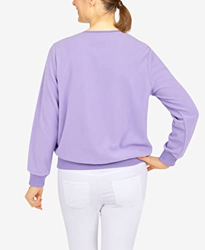 Alfred Dunner Womens Asymmetric Floral Pullover, Lilac, Xl #TOP6