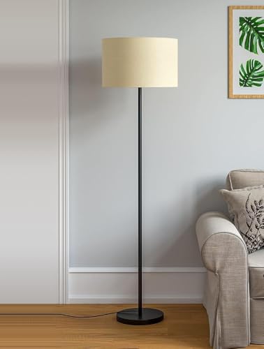 Image of ILLUMINE Furniture Metal Floor Lamp Standing Modern Lamp Shade for Living Room Corner, Home, Hotel, Office 12 Inches, 4Ft Height (Beige)
