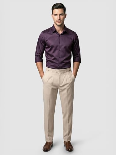 Image of BEYOUNG Regular Fit Formal Satin Shirt for Men | Full Sleeves | Men's Stylish Satin Silk Shirt | Formal Shirt | Buttondown Collar | Satin Solid Shirt for Men