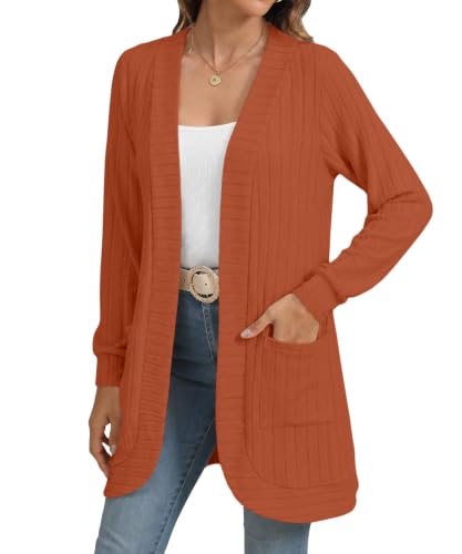 Image of YSYOKOW Cardigan Sweaters for Women Long Sleeve Open Front with Pockets | Long Cardigans for Women Lightweight Soft Casual Dressy Loose Fit Cardigan Sweater with Pockets for Work and Office