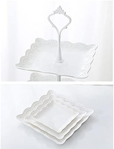 Plastic Cake Stand Party Tableware Party Food Server Display Set Dessert Stand Slate Serving Set (2 Square)