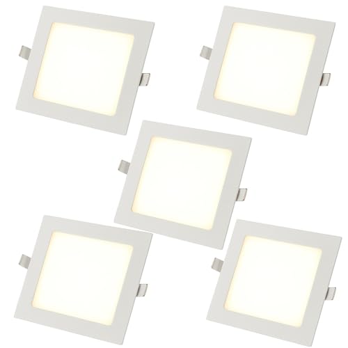 AntDau71® - 5 Pezzi Faretto LED da Incasso Quadrato 4200K Luce Bianca Naturale Ultra Sottile per Soffitto Cartongesso per Interno Esterno - Alta Luminosità e Design Moderno (3 Watt (8cm x 8cm))