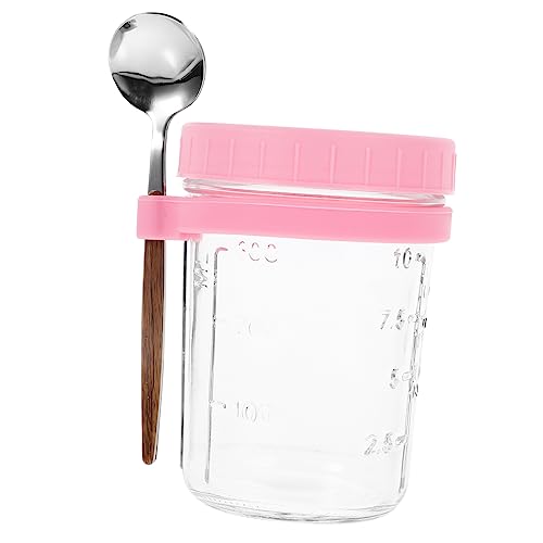 SOLUSTRE Lidded Overnight Oats Container Glass Airtight Jar with Spoon