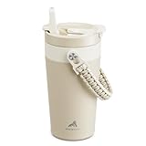 16 oz Insulated Coffee Mug for Office: 2-in-1 Straw Flip Lid, Keep Cold 24H, Fit in Car Cupholder, Leakproof, Stainless Steel Coffee Tumbler with Handle for Travel, Sports, Gifts and Home (Oat)