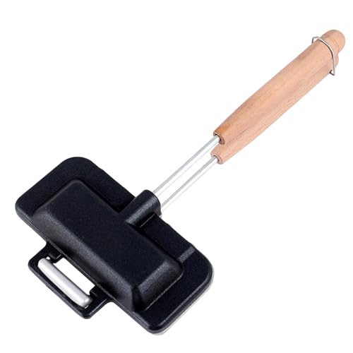 Fabricante de sándwiches tostados, aleación de aluminio Frittata Pan con mango cómodo, fabricante de sándwiches de fogata antiadherente para acampar en interiores y al aire libre
