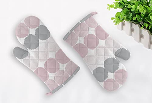 Image of Oasis Home Cotton Shell with Inner Polyester Printed Glove Set - Pink Coin (Pack of 2)
