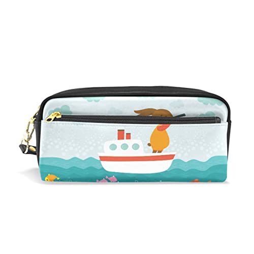 Tavolo colorato con diverse teste di animali su astuccio per matite penne pennarelli articoli di cancelleria per scuola e ufficio Multicolore 16 Taglia pelle sintetica bianco