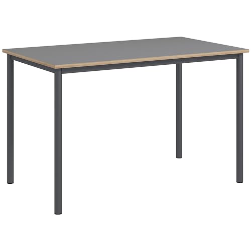 HOMCOM 120cm Minimalistic Dining Table w/Steel Frame Foot Pads Simple Rectangle Style Home Dining Working Display Grey